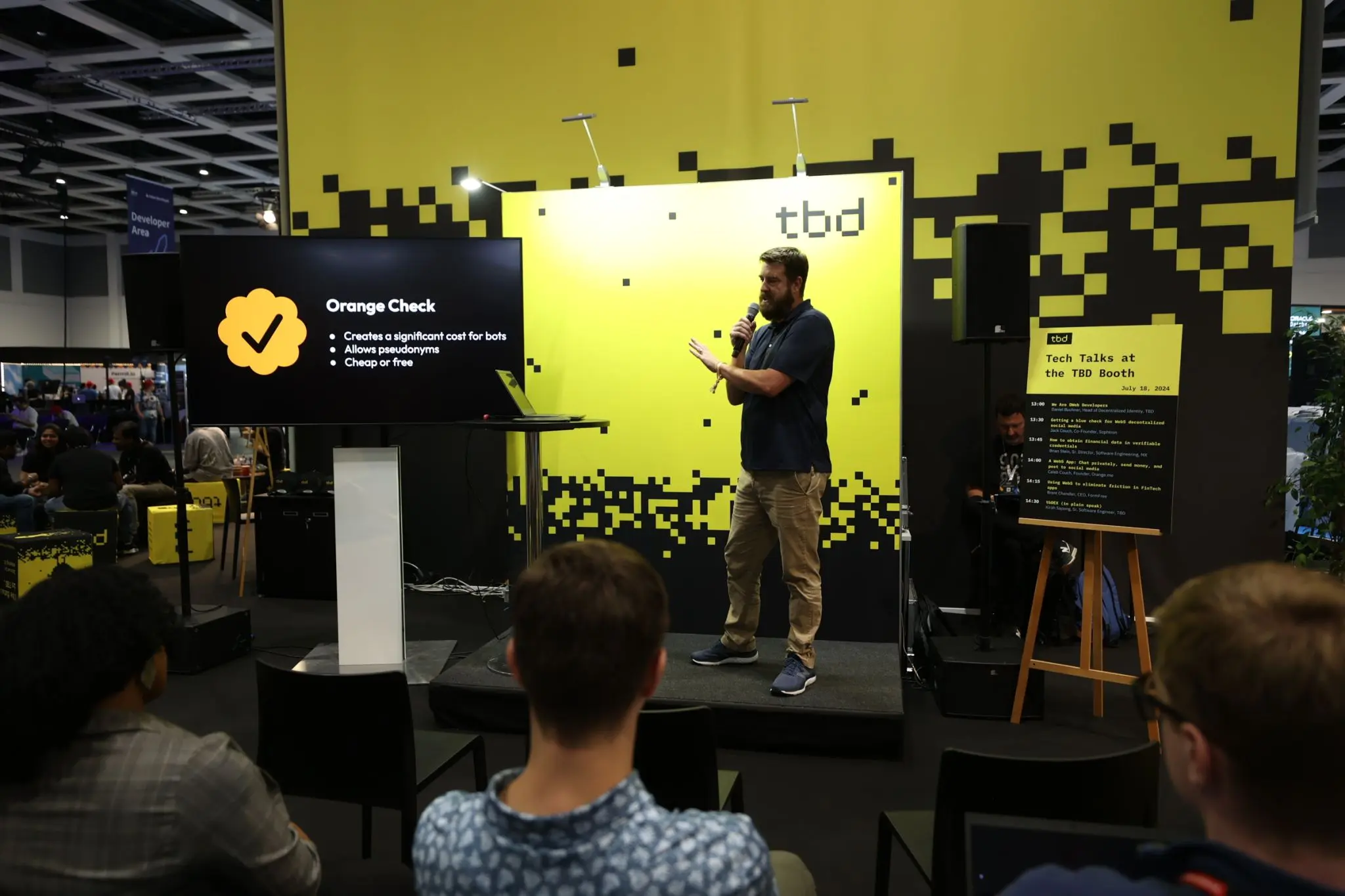 WeAreDevelopers Berlin Conference speaker at the TBD booth